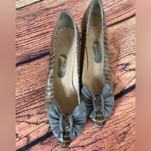 GABRIELLI Vintage ‎ Green Snakeskin Pumps Shoes Women Size 6M